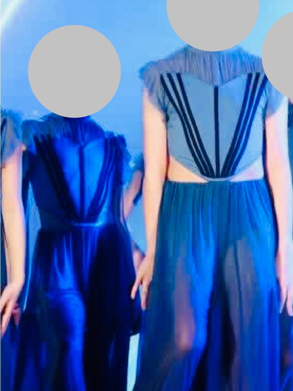 Blue Chiffon Overlay dance costume with Striped Bodice - gorgeous